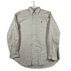 Polo Ralph Lauren Classic Fit Cream Check Button Down Shirt Mens Large